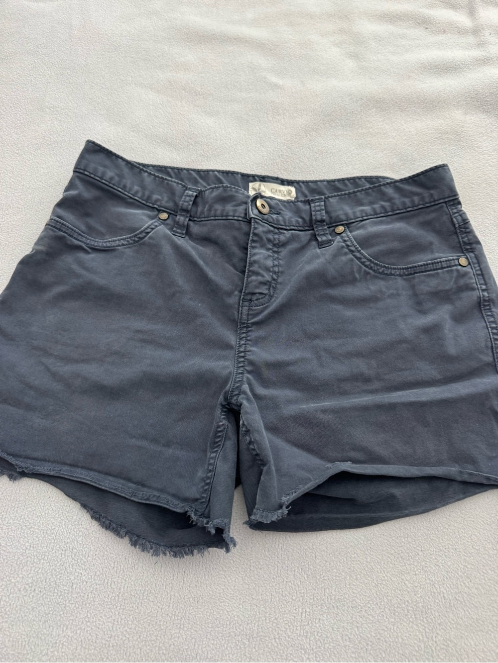 Carve Designs Navy Frayed Hem cotton twill Shorts